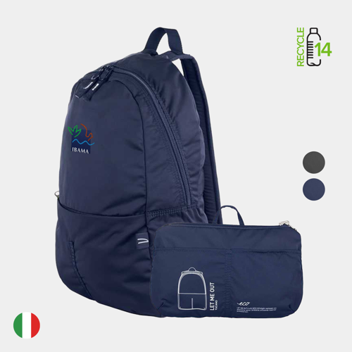 TUCANO® - Italy LET ME OUT Recycled Executive Super Light Foldable Backpack w/ Custom Logo
