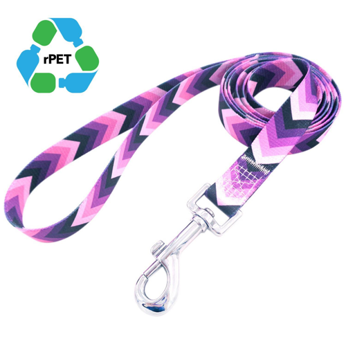 1"W x 72"L rPET Eco-friendly Custom Sublimation Pet Leash w/ Metal Carabiner