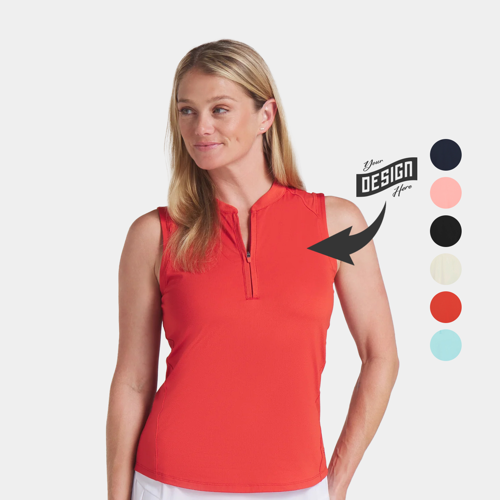 PUMA® Aerlon Mock Women's Sleeveless 1/4-Zip Golf Polo Shirt w/ Custom Logo