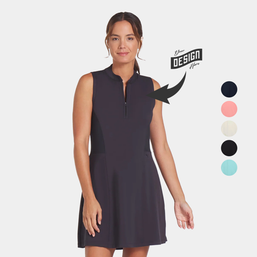 PUMA® Aerlon Mock Women's Sleeveless 1/4-Zip Golf Dress w/ Custom Logo
