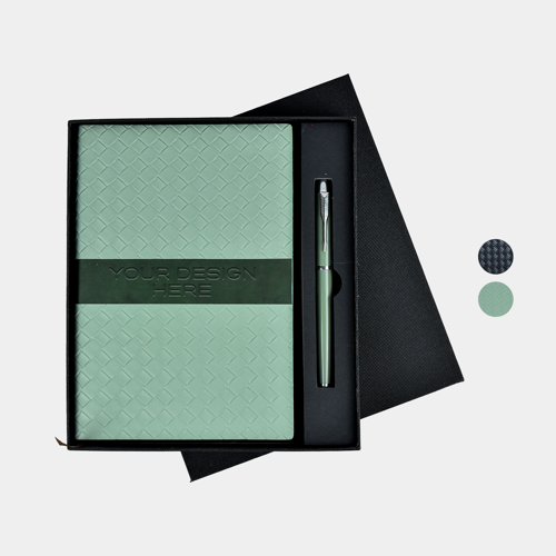 TiTUS® Gift Set Sahara Duo – PU Leather A5 Notebook & Chrome Trim Ballpoint Pen