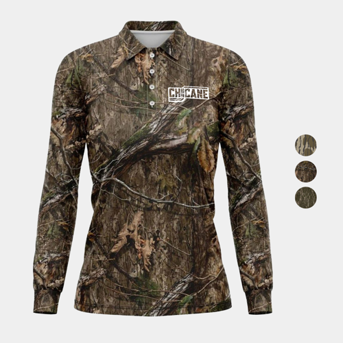 Mossy Oak® Women's 4.4 oz. Polyester Interlock Long Sleeve Polo Shirt w/ Custom Logo