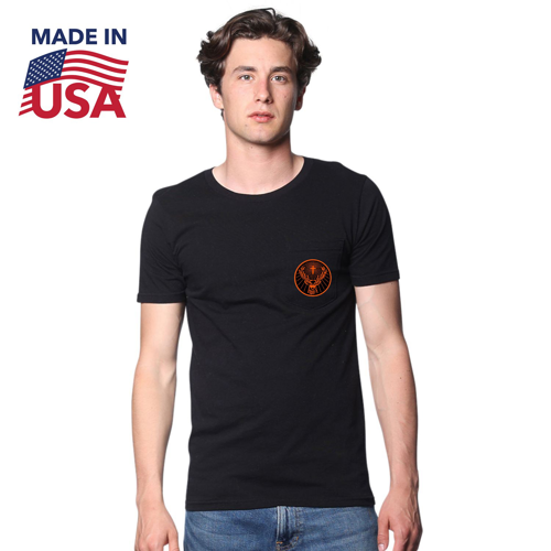 USA Made Unisex Organic Short Sleeve Pocket Tee w/ Custom Logo