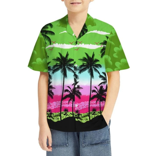Youth 135G 4-Way Stretch Breathable UV resistant Hawaiian Shirts