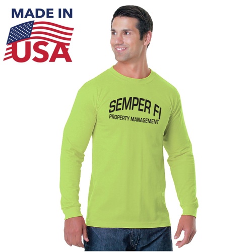 USA Made Custom Printed Non-ANSI Poly-Cotton Safety Long Sleeve T-Shirt
