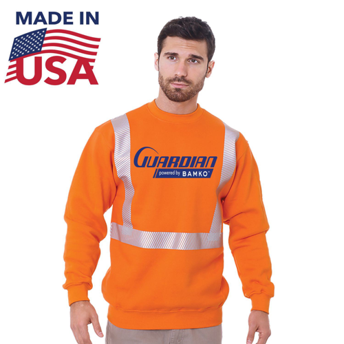 USA Made Custom Printed Pre-Shrunk Class 2 Segmented Safety Sweatshirt