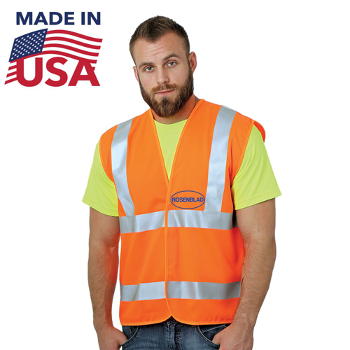 USA Made Custom Printed Class 2 Polyester Safety Loop & Hook Vest