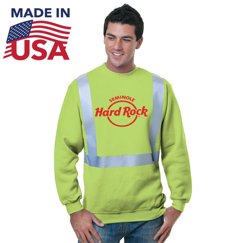 USA Made Custom Printed Pre-Shrunk Class 2 Safety Sweatshirt