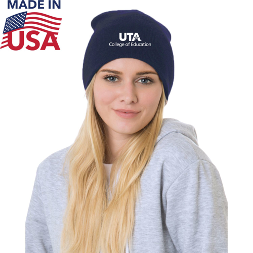 100% USA-Union Made 8" Headwear Acrylic Knit Beanie w/ Custom Logo