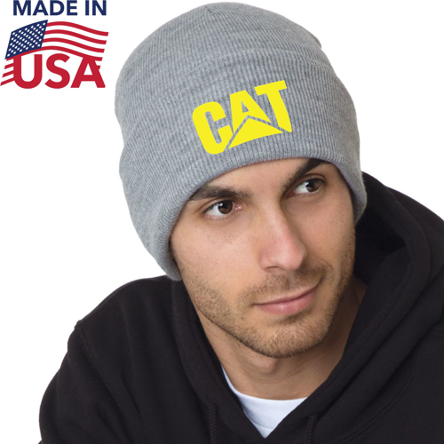 USA Made 12" Acrylic Knit Cuff Beanie w/ Custom Logo