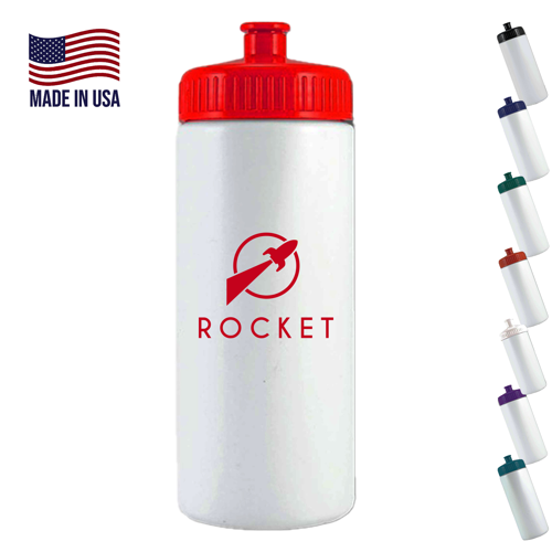 USA Made 16 oz Plastic Water Bottles w/ Push Spout