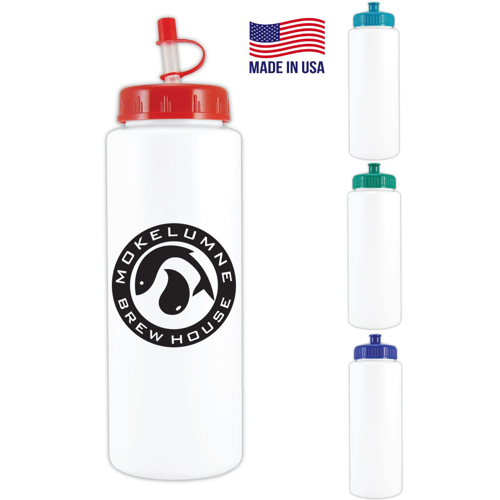 Sports Bottle USA Made 32 oz. plastic water bottle push spout