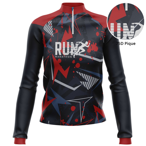 Women's 75D Pique Custom Full Color Sublimation Quater zipper Turtleneck