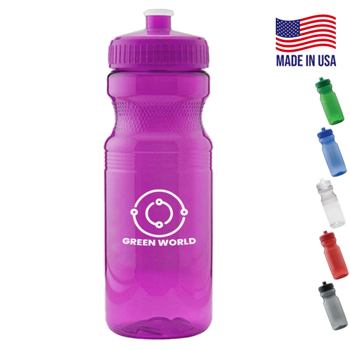 Colored Translucent USA made Bike Bottle 24 oz push spout