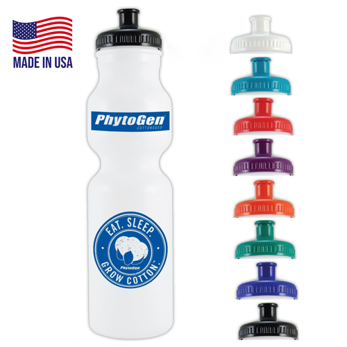 USA Made 28 oz Plastic Water Bottles w/ Push Spout