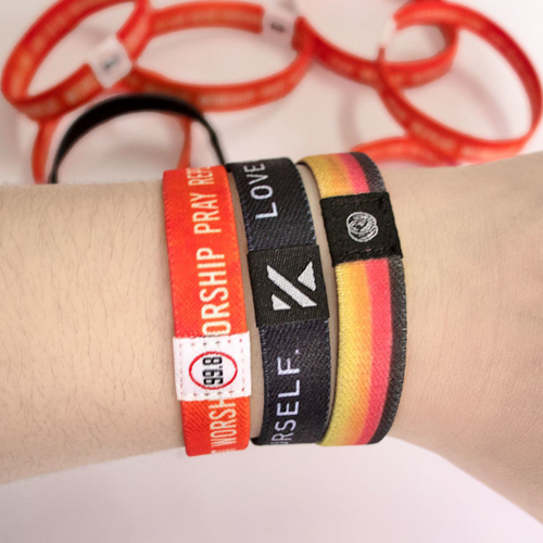 1/2" Sublimated Elastic Event Wristband w/ Customizable Woven Label