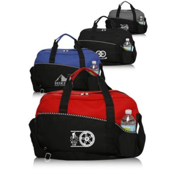 Two Tone Zippered Duffel Bag w/ Shoulder Strap