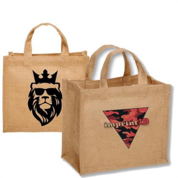 9"W x 8"H x 5.5"D Reinforced Small Jute Tote Bags