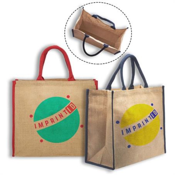 15.75"W x 14"H x7"D Fresno Eco Friendly Jute Tote Bags