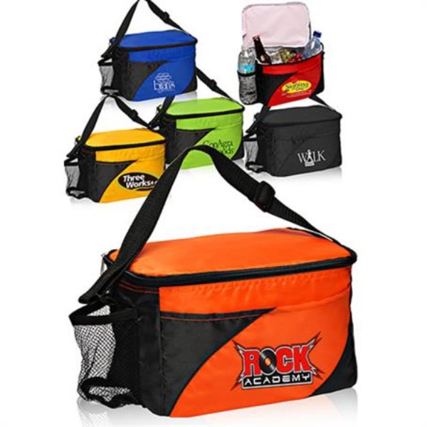 Two tone Polyester Lunch Bag w/ Mesh Pocket