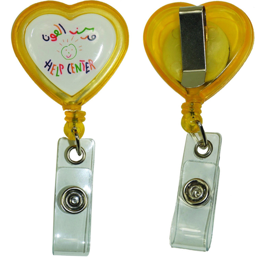 Heart Shaped Retractable Badge Reel w/ Belt Clip