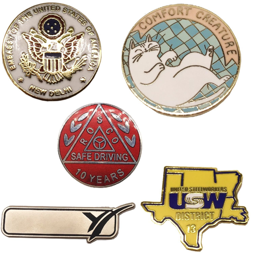 2" Hard Enamel Die Struck Lapel Pins W/ Custom Print