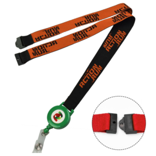 Woven Combo Badge Reel Lanyard W/ Safety Breakaway