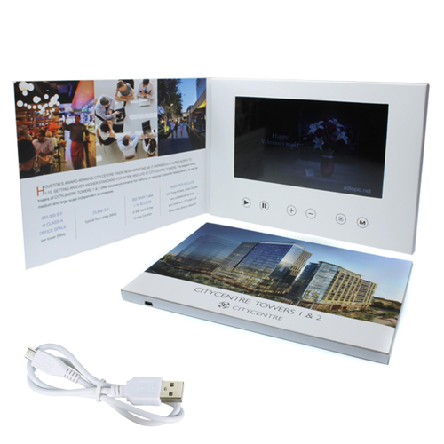 256MB - Peony - 7" LCD Video Bi-fold Brochure