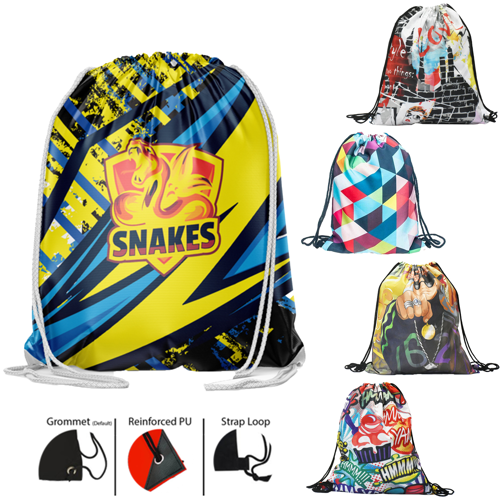 Premium 210D Sublimated Drawstring Cinch Up Backpack 15"W x 18"H