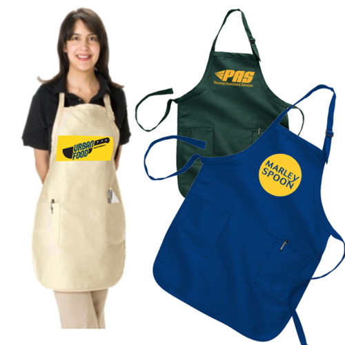 USA Decorated 22" x 30" Full Length Apron w/ Custom Imprint & Adjustable Neck Strap