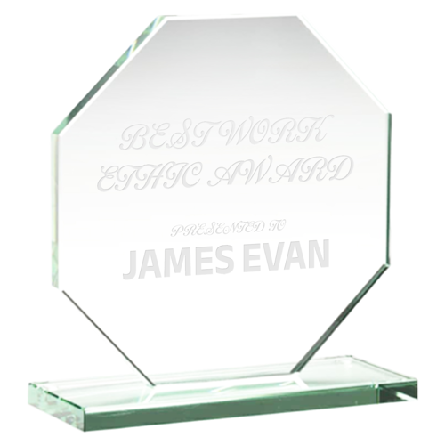 7.5" Octagon Jade Glass Award