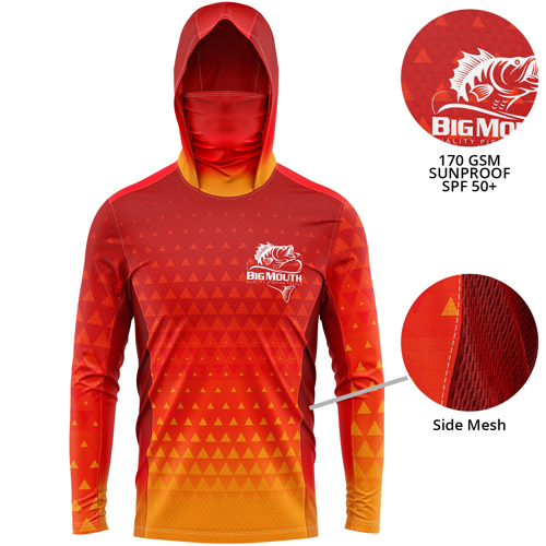 Unisex 170 GSM Sunproof SPF 50+ Fishing Long Sleeve Hoodie T-Shirt w/ Neck Gaiter