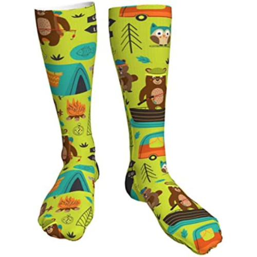 Mid calf sublimated full color crew socks, 200 needle