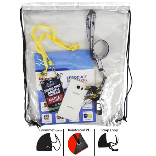 15"W x 18"H Clear Backpack - See Through Drawstring Bag