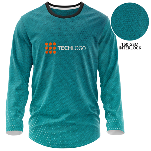 Custom Sublimated Unisex 150 GSM Poly Interlock Performance Long Sleeve T-shirt