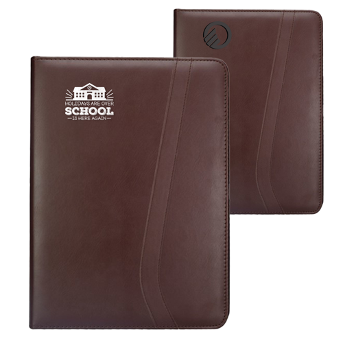Executive Brown Leatherette Portfolios with Custom Imprint