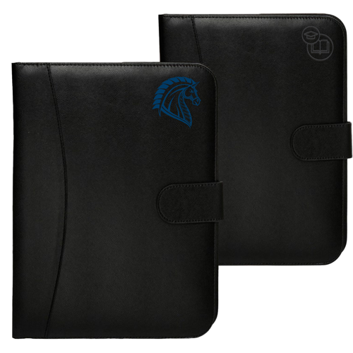 Black Leather Portfolio with Magnetic Closure and Pen Loop