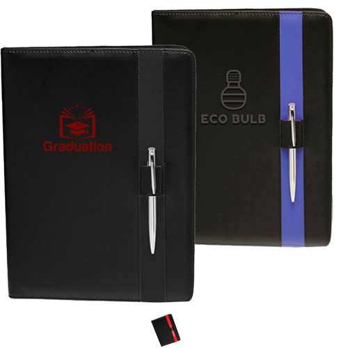 Color Block Black Leather Portfolios with Custom Logo