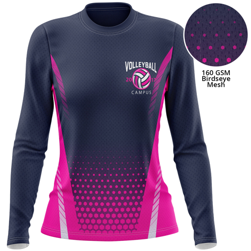 Women's 160 GSM Birdseye mesh Custom Sublimation Long Sleeve T-shirt