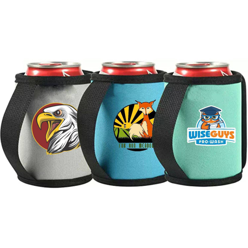 12 Oz. Neoprene Sublimated Custom Can Cooler w/ Strap Handle