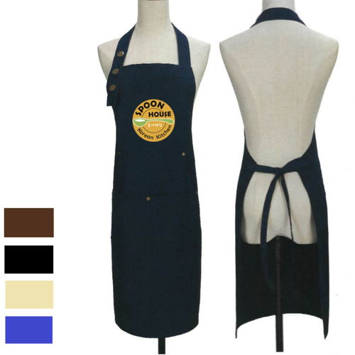 Custom Printed 13 oz. Thick Canvas Kitchen Apron w/ Buttons & 2 front pockets