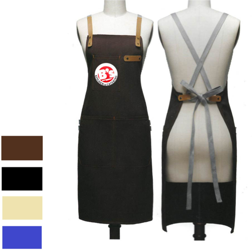 Custom Printed 14 oz. Thick Canvas Kitchen Apron w/ Cross Straps & 3 Pockets