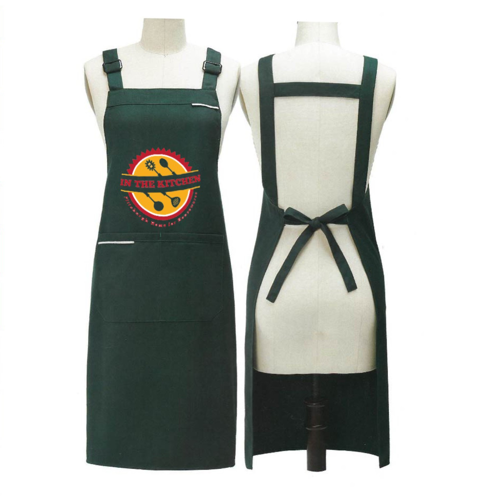Custom Printed Serge Kitchen Aprons w/ Shoulder Support Strap & 2 Pockets