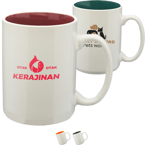 Glossy 15 oz. Two-Tone Ceramic Custom Coffee Mug