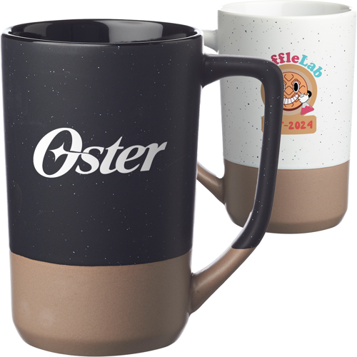 17 oz. Two-Tone Custom Ceramic Mugs with Speckled Glaze