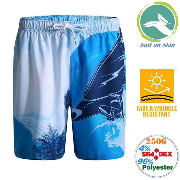Men's 250GSM Fleece Beach Shorts w/ Fade & Wrinkle Resistance