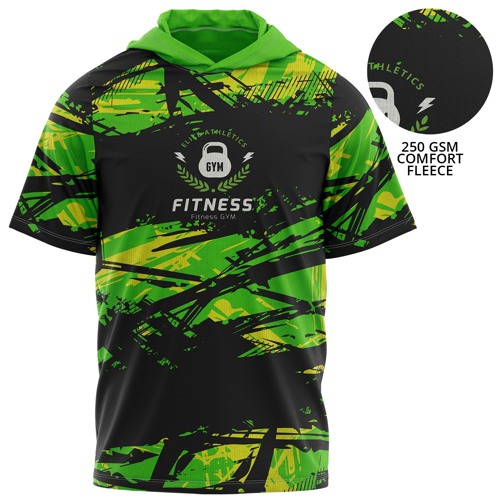 Unisex 250 GSM Comfort Fleece Short Sleeve Pullover Hoodies w/ Custom Sublimation