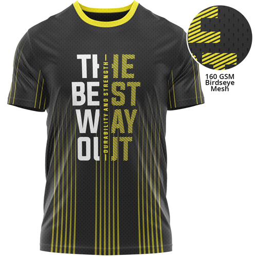 Unisex 160 GSM Birdseye Mesh Performance Custom Sublimation Short Sleeve T-shirt