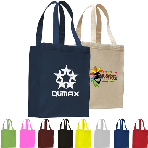 Cotton Canvas Gusset Shopping Tote Bag USA Decorated (10.5" x 14")