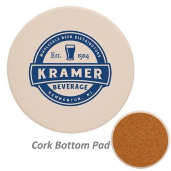 USA Printed 4" Round Ceramic Coaster w/ Custom Logo